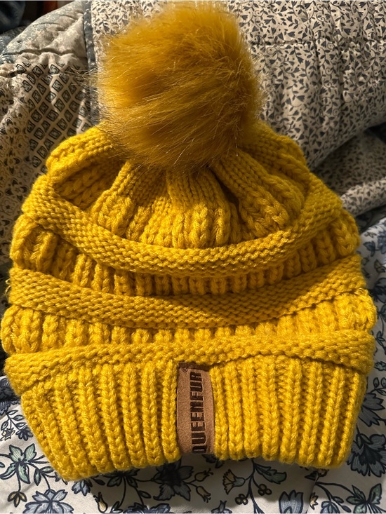 Accessories - Kids Pom Pom Beanie Hat - Mustard Yellow